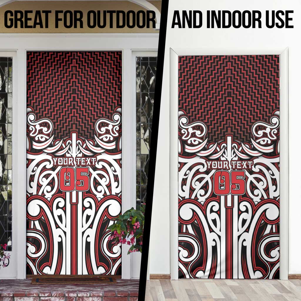 Custom Aotearoa Ngapuhi Door Cover Maori Tribal Pattern Mix Poutama