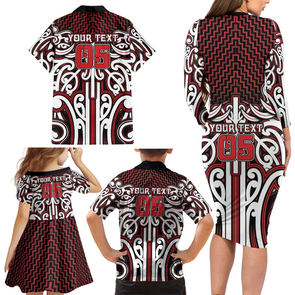 Custom Aotearoa Ngapuhi Family Matching Long Sleeve Bodycon Dress and Hawaiian Shirt Maori Tribal Pattern Mix Poutama LT05 - Polynesian Pride