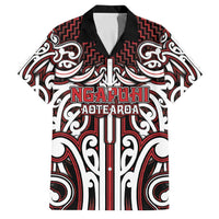 Custom Aotearoa Ngapuhi Family Matching Off Shoulder Short Dress and Hawaiian Shirt Maori Tribal Pattern Mix Poutama LT05 Dad's Shirt - Short Sleeve Red - Polynesian Pride
