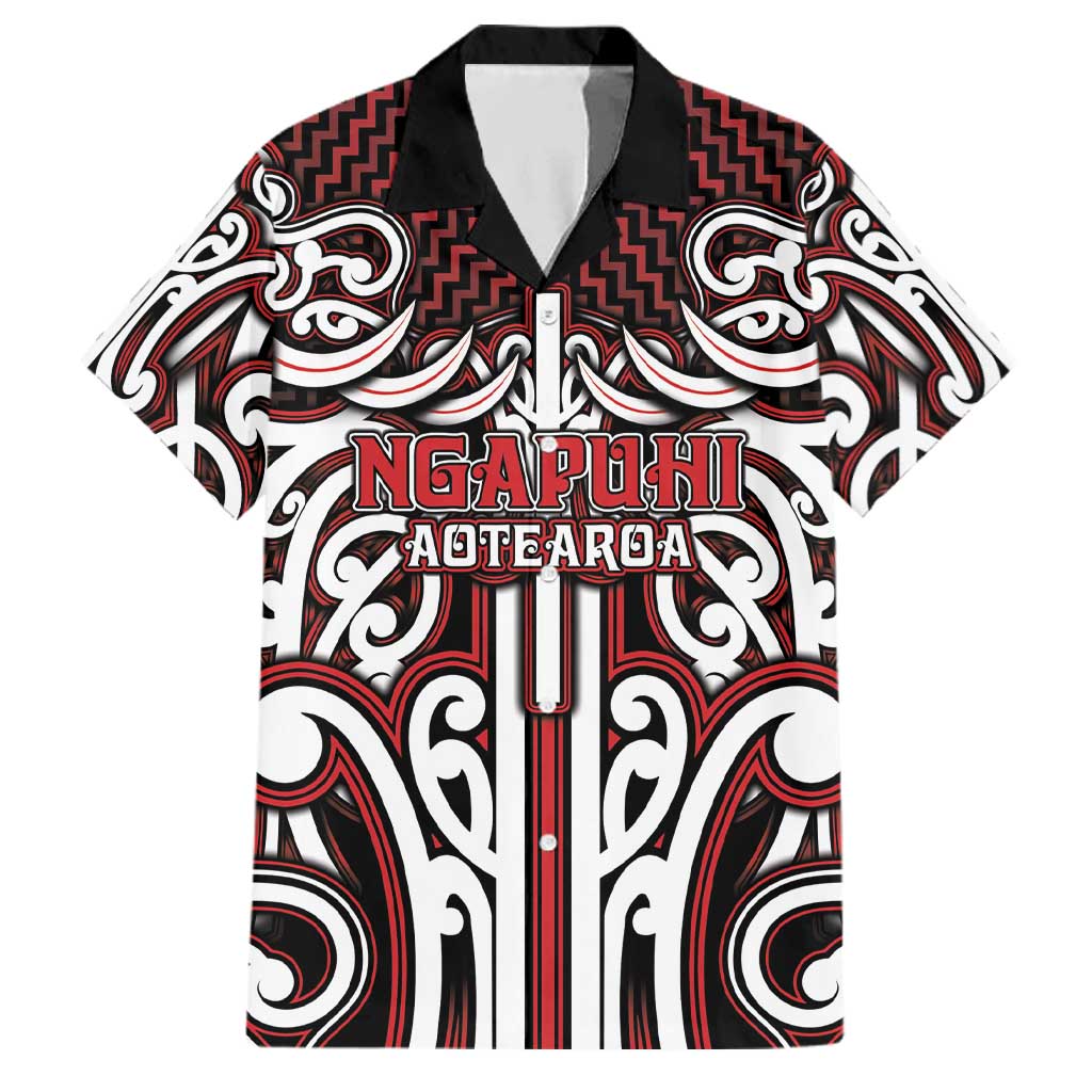 Custom Aotearoa Ngapuhi Family Matching Summer Maxi Dress and Hawaiian Shirt Maori Tribal Pattern Mix Poutama LT05 Dad's Shirt - Short Sleeve Red - Polynesian Pride