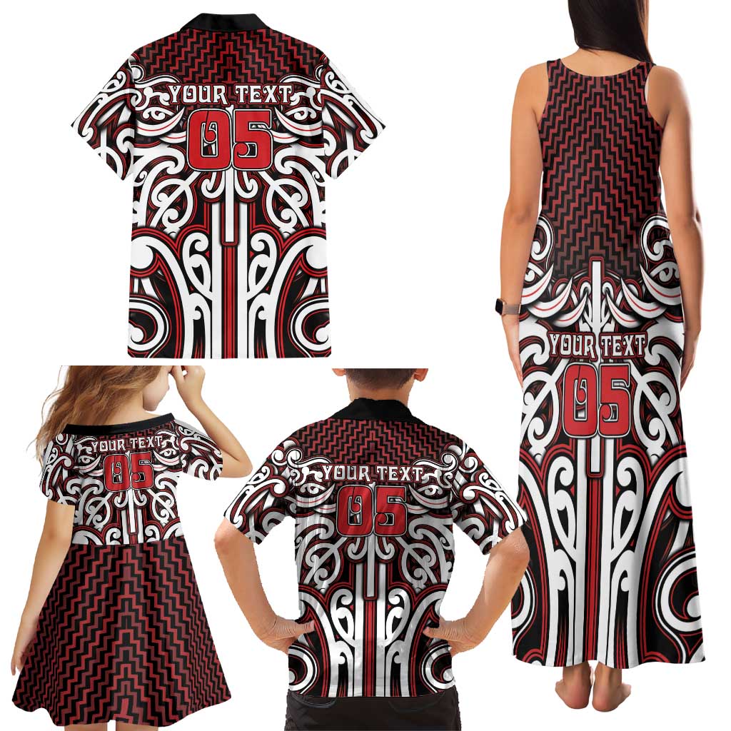 Custom Aotearoa Ngapuhi Family Matching Tank Maxi Dress and Hawaiian Shirt Maori Tribal Pattern Mix Poutama LT05 - Polynesian Pride