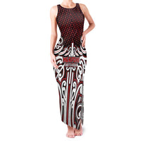 Custom Aotearoa Ngapuhi Family Matching Tank Maxi Dress and Hawaiian Shirt Maori Tribal Pattern Mix Poutama LT05 Mom's Dress Red - Polynesian Pride