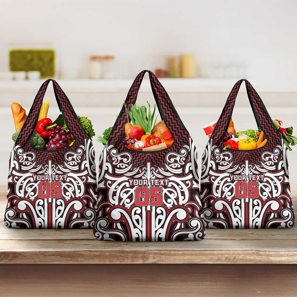 Custom Aotearoa Ngapuhi Grocery Bag Maori Tribal Pattern Mix Poutama