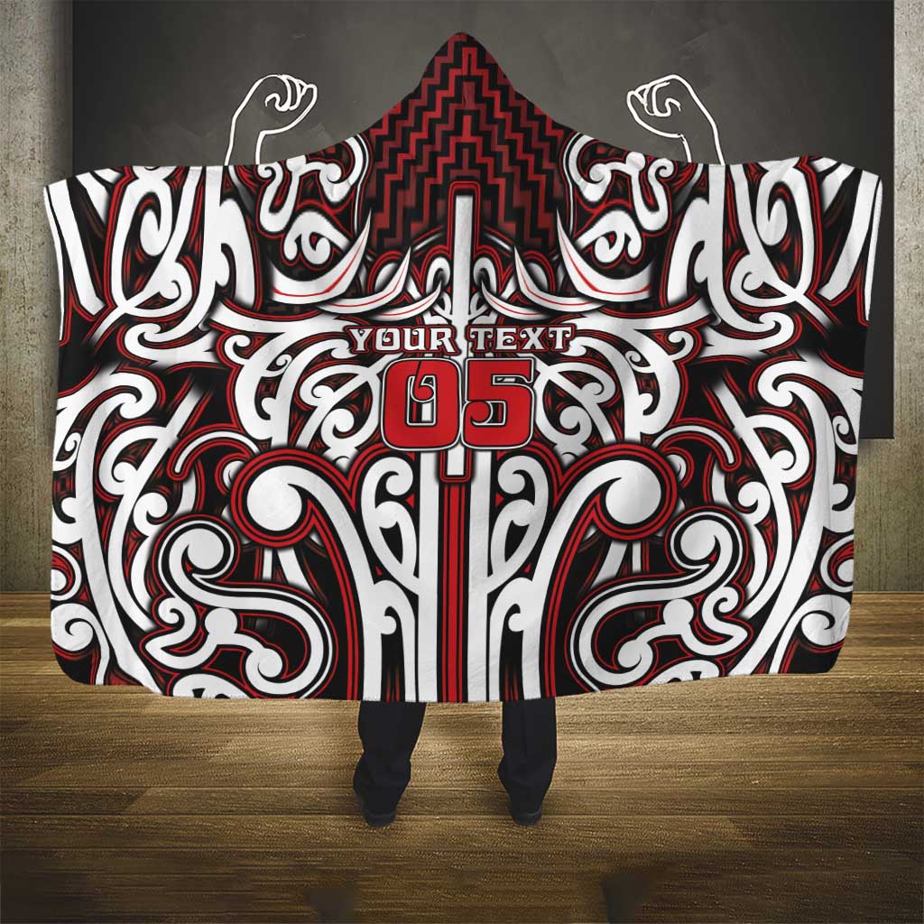Custom Aotearoa Ngapuhi Hooded Blanket Maori Tribal Pattern Mix Poutama