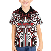 Custom Aotearoa Ngapuhi Kid Hawaiian Shirt Maori Tribal Pattern Mix Poutama LT05 Kid Red - Polynesian Pride