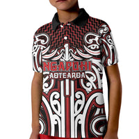 Custom Aotearoa Ngapuhi Kid Polo Shirt Maori Tribal Pattern Mix Poutama LT05 Kid Red - Polynesian Pride
