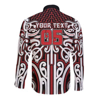 Custom Aotearoa Ngapuhi Long Sleeve Button Shirt Maori Tribal Pattern Mix Poutama