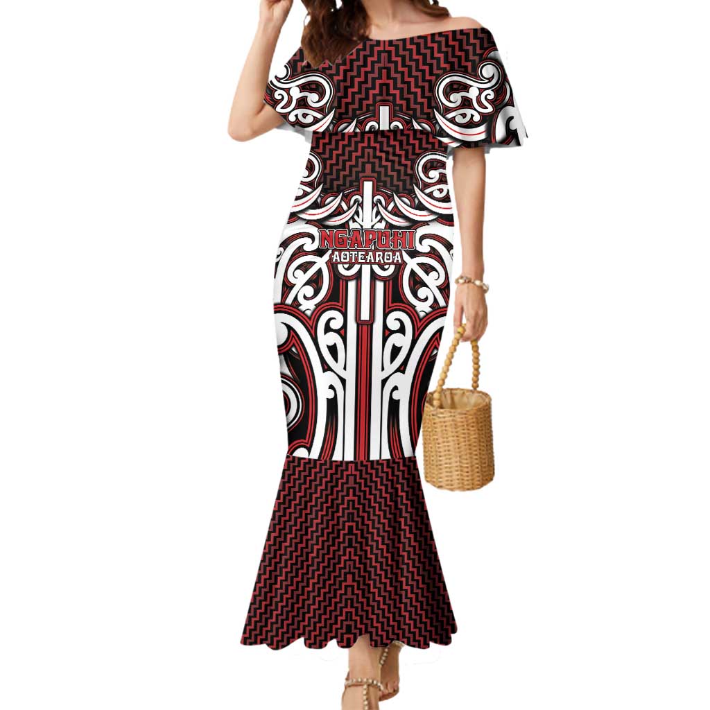 Custom Aotearoa Ngapuhi Mermaid Dress Maori Tribal Pattern Mix Poutama