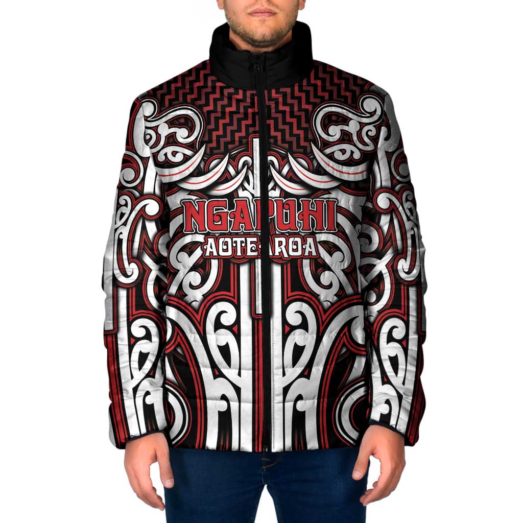 Custom Aotearoa Ngapuhi Padded Jacket Maori Tribal Pattern Mix Poutama LT05 Men Red - Polynesian Pride