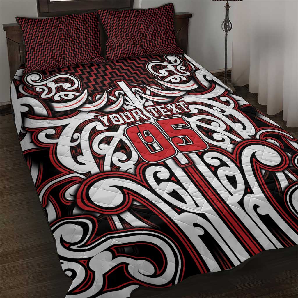 Custom Aotearoa Ngapuhi Quilt Bed Set Maori Tribal Pattern Mix Poutama