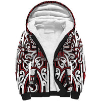 Custom Aotearoa Ngapuhi Sherpa Hoodie Maori Tribal Pattern Mix Poutama LT05 Unisex Red - Polynesian Pride