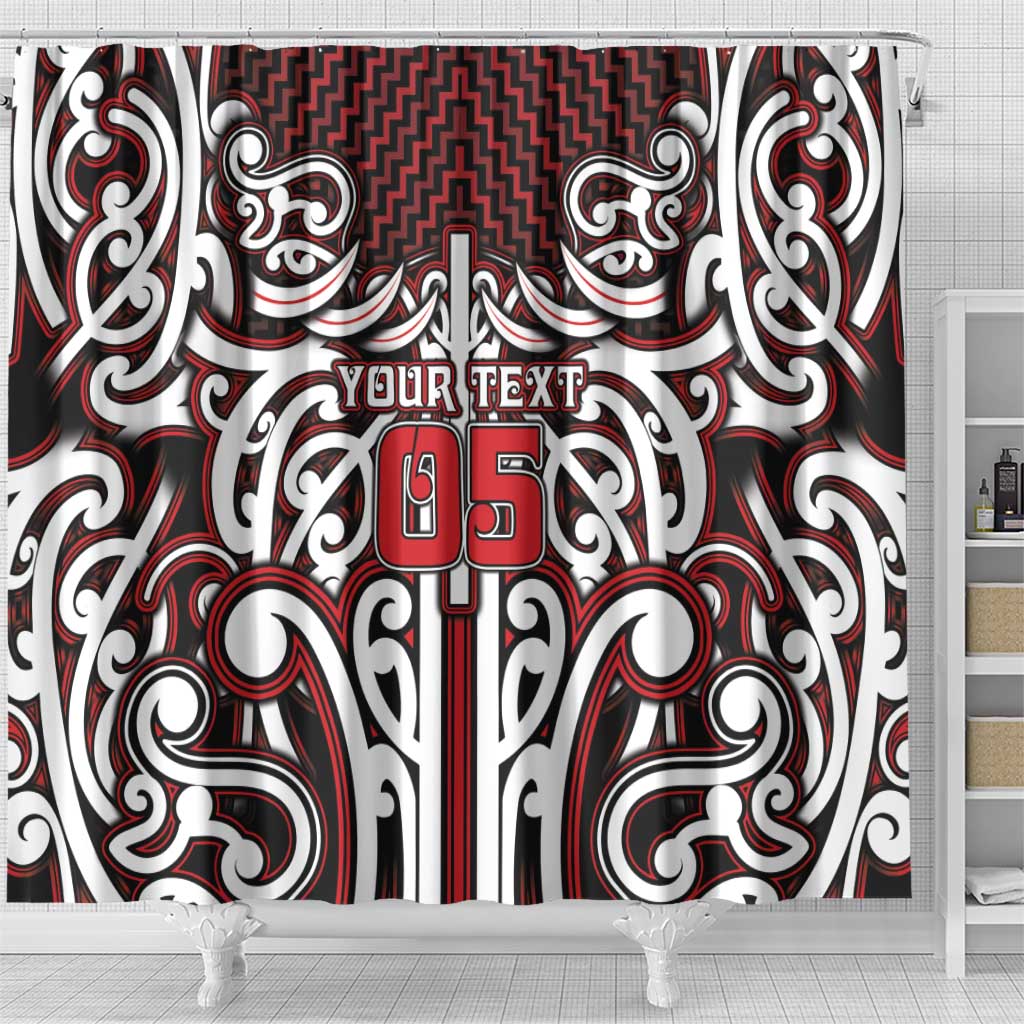 Custom Aotearoa Ngapuhi Shower Curtain Maori Tribal Pattern Mix Poutama
