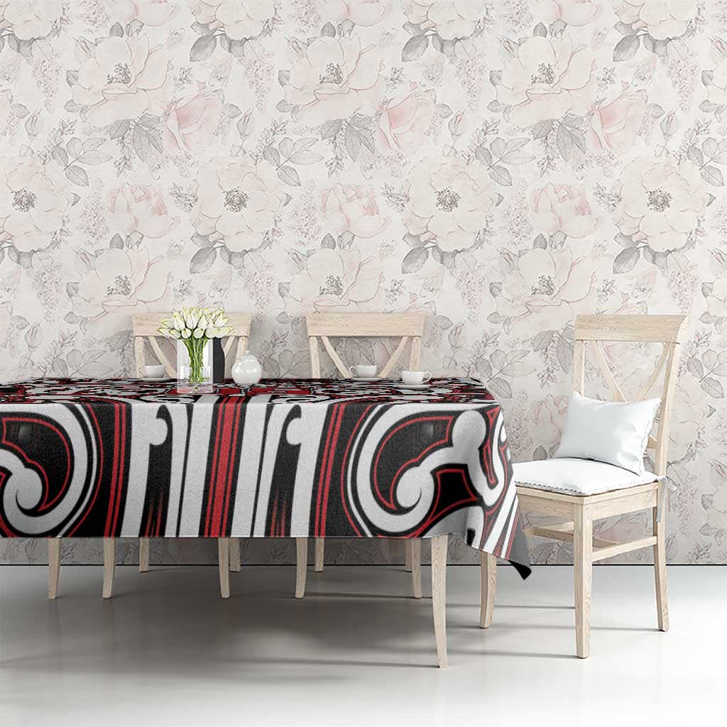 Custom Aotearoa Ngapuhi Tablecloth Maori Tribal Pattern Mix Poutama