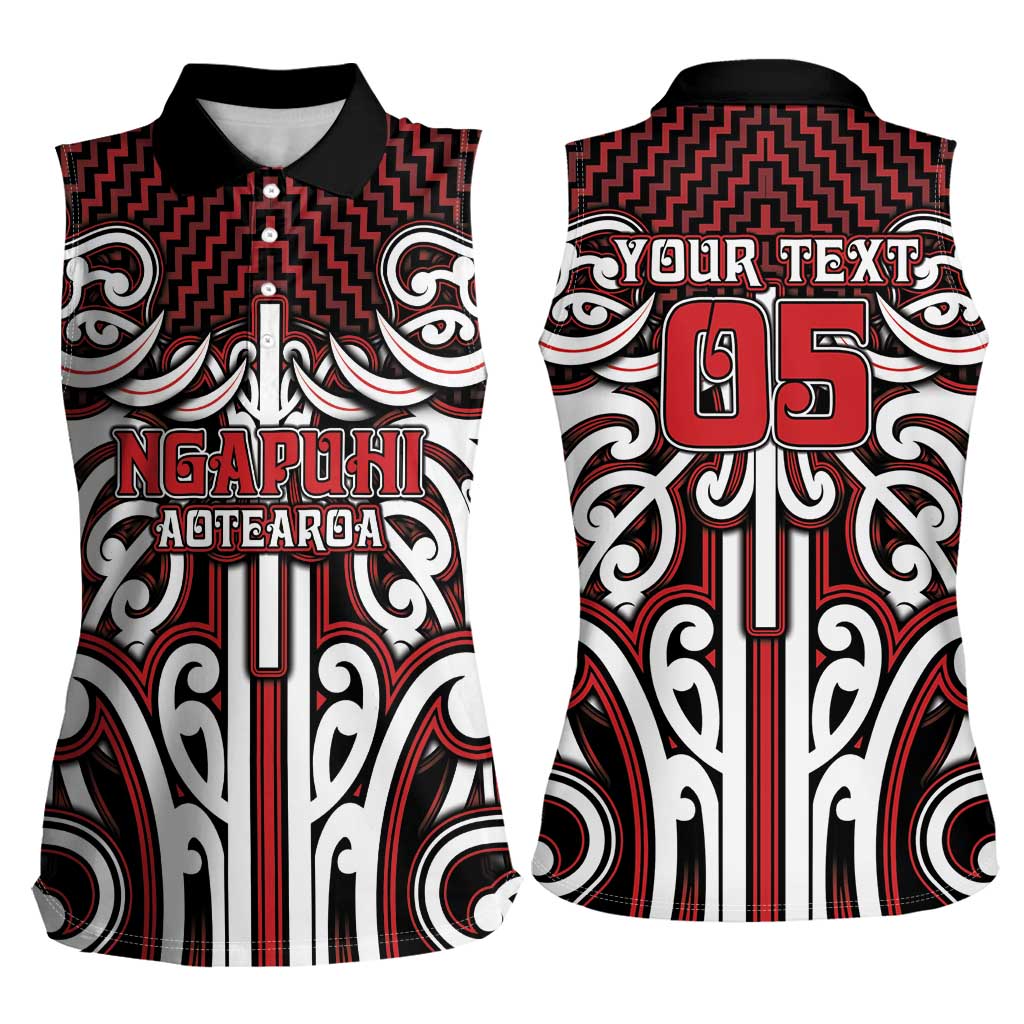 Custom Aotearoa Ngapuhi Women Sleeveless Polo Shirt Maori Tribal Pattern Mix Poutama LT05 - Polynesian Pride