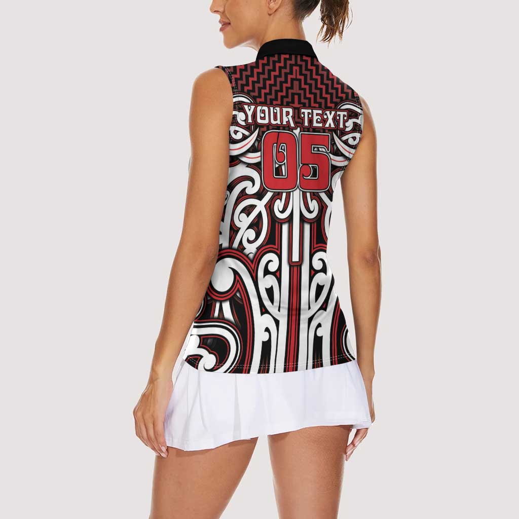 Custom Aotearoa Ngapuhi Women Sleeveless Polo Shirt Maori Tribal Pattern Mix Poutama LT05 - Polynesian Pride