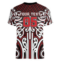 Custom Aotearoa Ngapuhi Women V-Neck T-Shirt Maori Tribal Pattern Mix Poutama LT05 - Polynesian Pride
