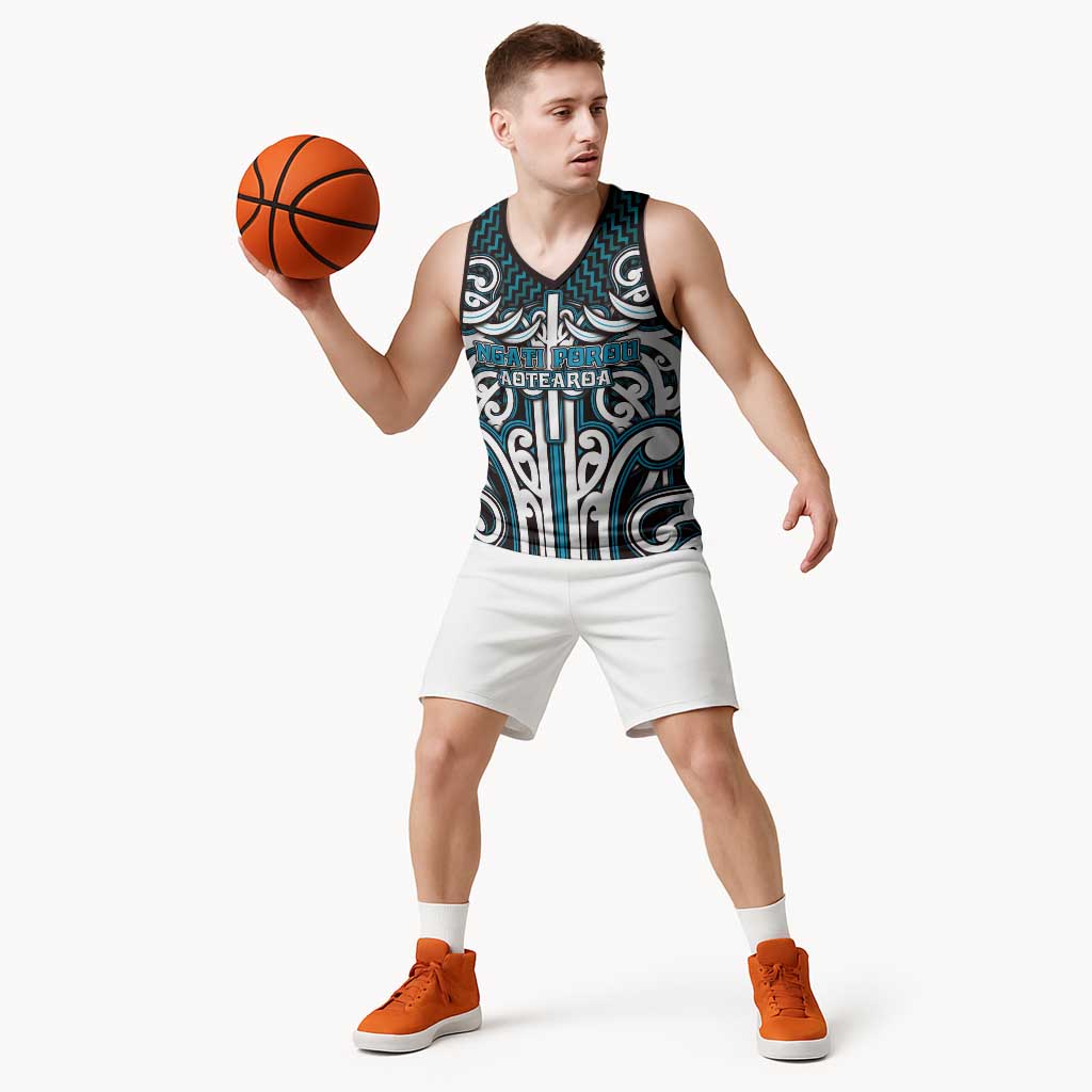 Custom Aotearoa Ngati Porou Basketball Jersey Maori Tribal Pattern Mix Poutama