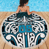 Custom Aotearoa Ngati Porou Beach Blanket Maori Tribal Pattern Mix Poutama