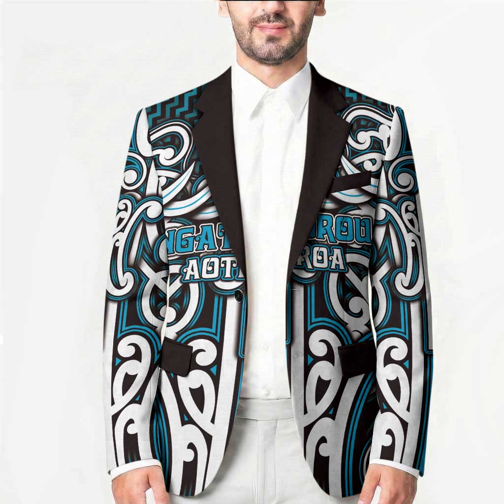 Custom Aotearoa Ngati Porou Blazer Maori Tribal Pattern Mix Poutama