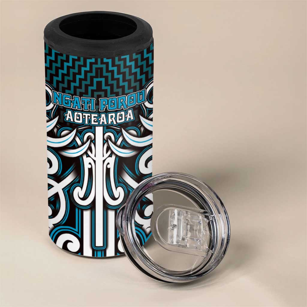 Custom Aotearoa Ngati Porou 4 in 1 Can Cooler Tumbler Maori Tribal Pattern Mix Poutama LT05 - Polynesian Pride