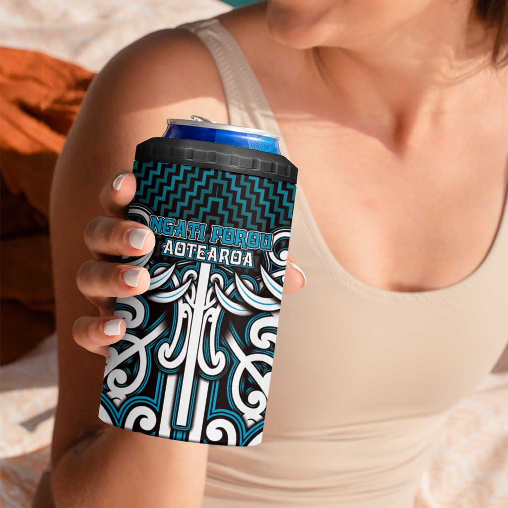 Custom Aotearoa Ngati Porou 4 in 1 Can Cooler Tumbler Maori Tribal Pattern Mix Poutama LT05 - Polynesian Pride