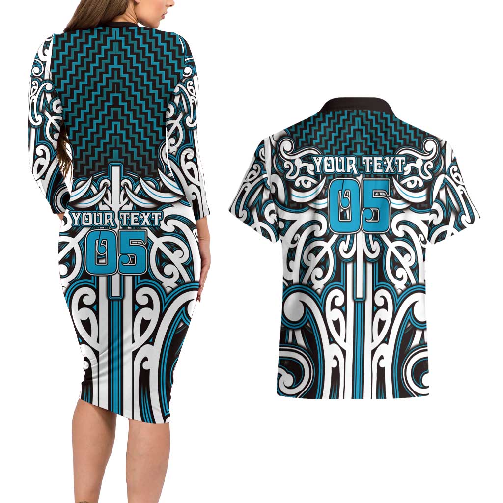 Custom Aotearoa Ngati Porou Couples Matching Long Sleeve Bodycon Dress and Hawaiian Shirt Maori Tribal Pattern Mix Poutama LT05 - Polynesian Pride