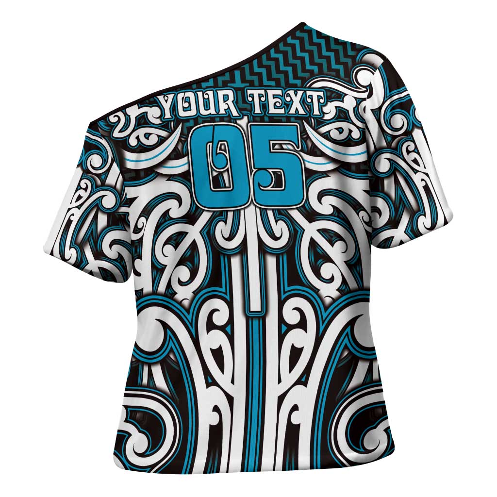 Custom Aotearoa Ngati Porou Cross Shoulder Shirt Maori Tribal Pattern Mix Poutama LT05 - Polynesian Pride