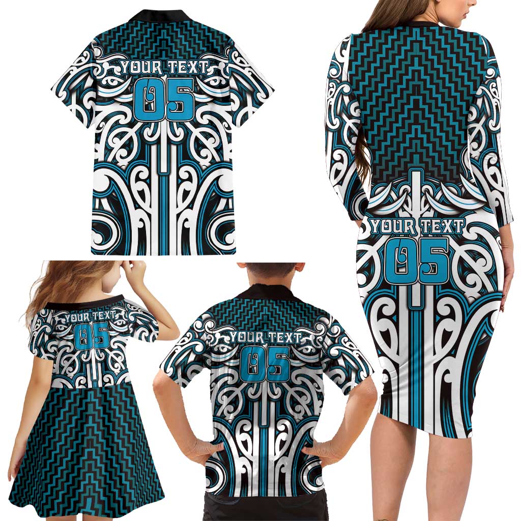 Custom Aotearoa Ngati Porou Family Matching Long Sleeve Bodycon Dress and Hawaiian Shirt Maori Tribal Pattern Mix Poutama LT05 - Polynesian Pride