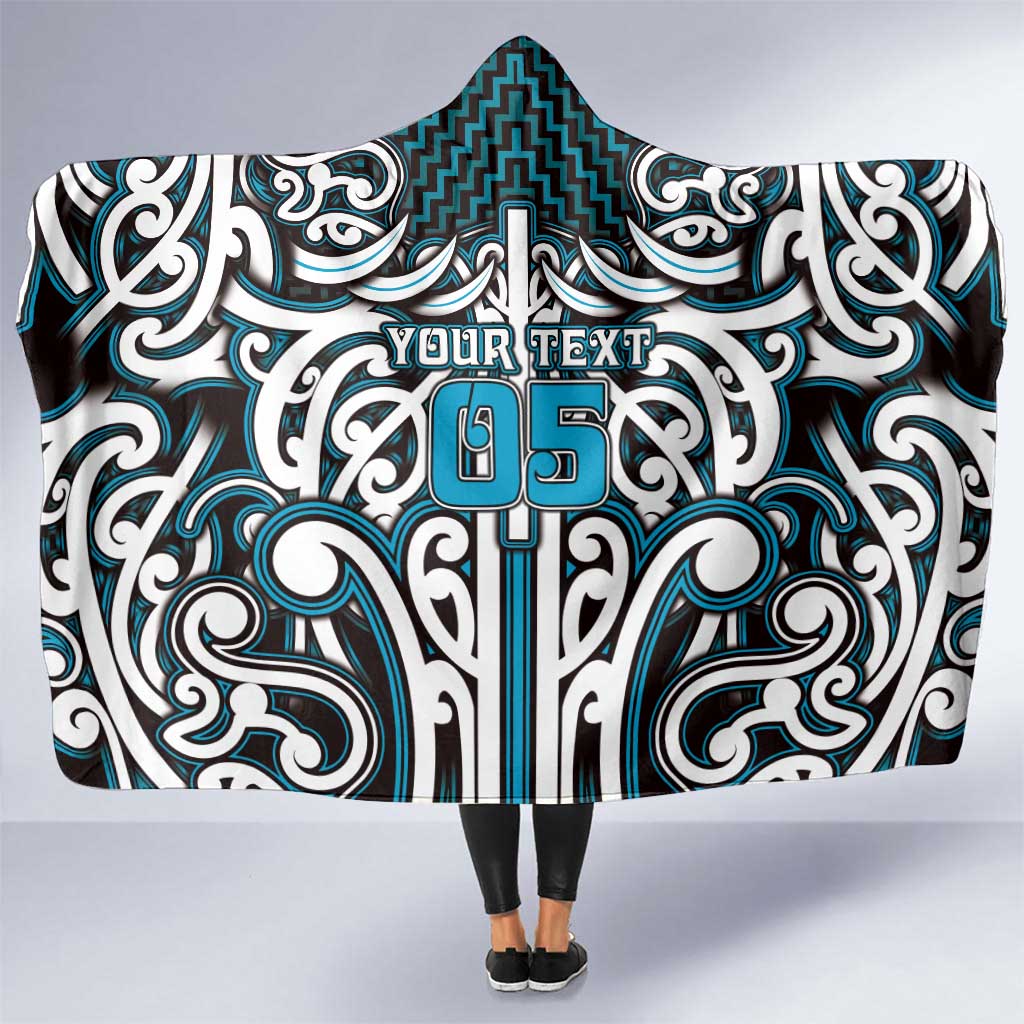 Custom Aotearoa Ngati Porou Hooded Blanket Maori Tribal Pattern Mix Poutama LT05 One Size Blue - Polynesian Pride