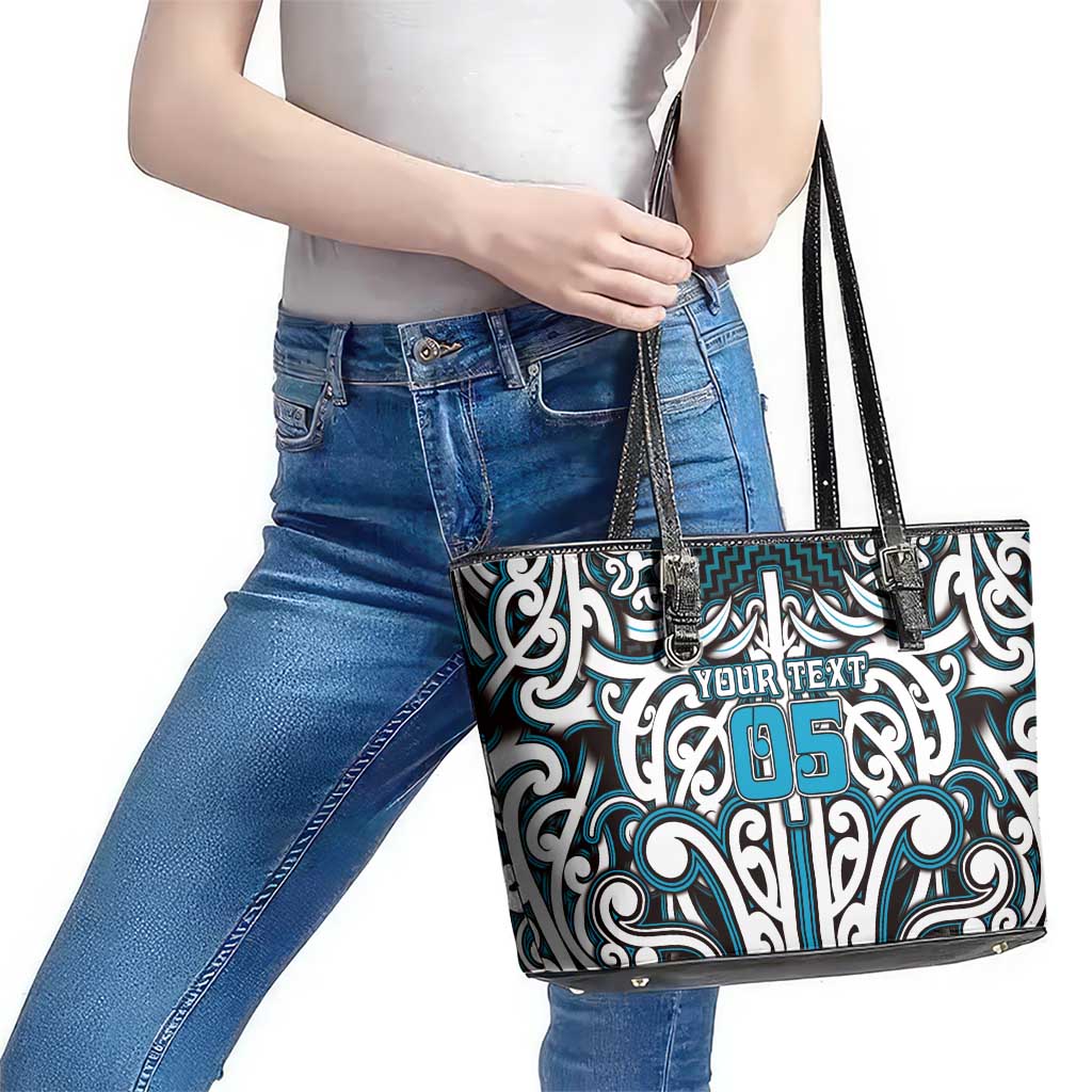 Custom Aotearoa Ngati Porou Leather Tote Bag Maori Tribal Pattern Mix Poutama