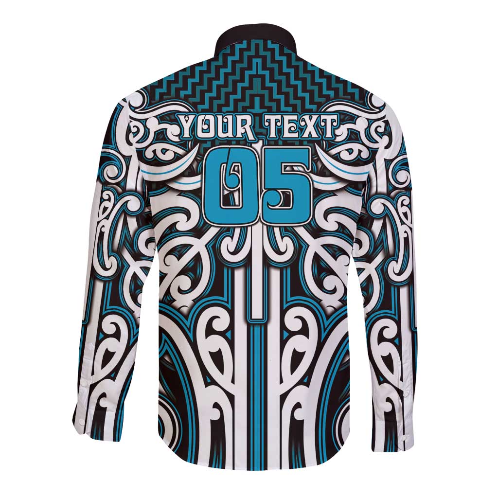 Custom Aotearoa Ngati Porou Long Sleeve Button Shirt Maori Tribal Pattern Mix Poutama LT05 - Polynesian Pride