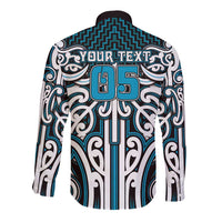 Custom Aotearoa Ngati Porou Long Sleeve Button Shirt Maori Tribal Pattern Mix Poutama LT05 - Polynesian Pride