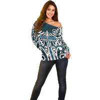 Custom Aotearoa Ngati Porou Off Shoulder Sweater Maori Tribal Pattern Mix Poutama