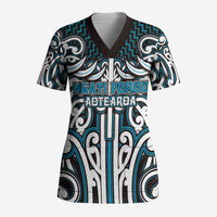 Custom Aotearoa Ngati Porou Scrub Top Maori Tribal Pattern Mix Poutama