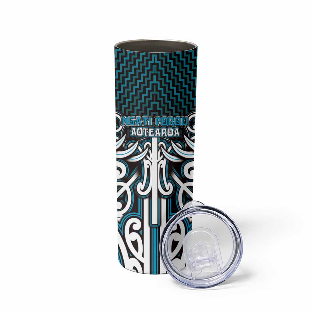 Custom Aotearoa Ngati Porou Skinny Tumbler Maori Tribal Pattern Mix Poutama LT05 - Polynesian Pride
