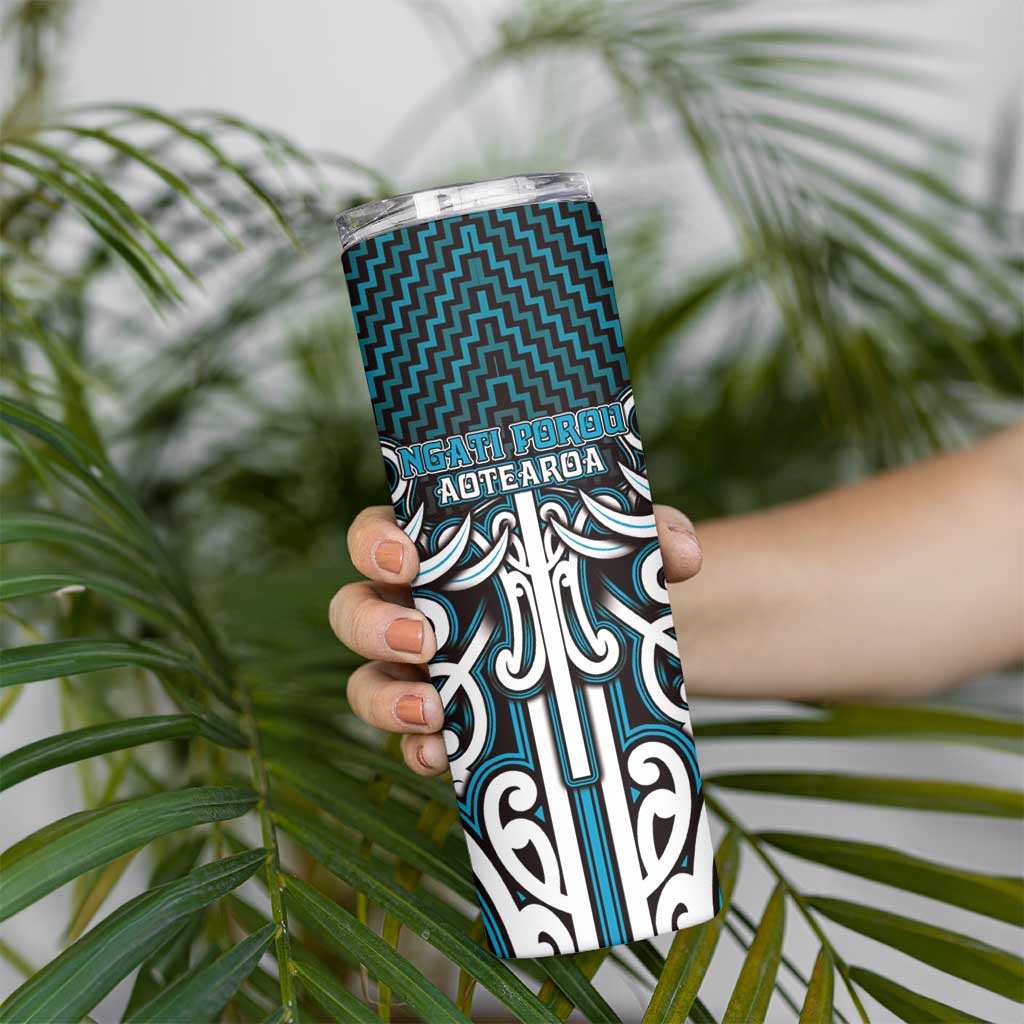 Custom Aotearoa Ngati Porou Skinny Tumbler Maori Tribal Pattern Mix Poutama LT05 - Polynesian Pride
