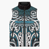 Custom Aotearoa Ngati Porou Sleeveless Puffer Jacket Maori Tribal Pattern Mix Poutama