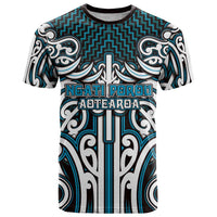 Custom Aotearoa Ngati Porou T Shirt Maori Tribal Pattern Mix Poutama LT05 Blue - Polynesian Pride