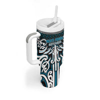 Custom Aotearoa Ngati Porou Tumbler With Handle Maori Tribal Pattern Mix Poutama