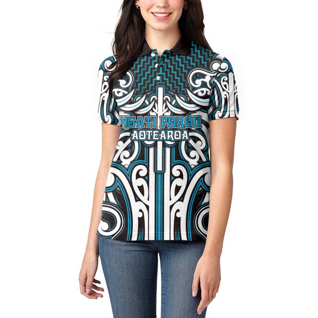 Custom Aotearoa Ngati Porou Women Polo Shirt Maori Tribal Pattern Mix Poutama LT05 - Polynesian Pride