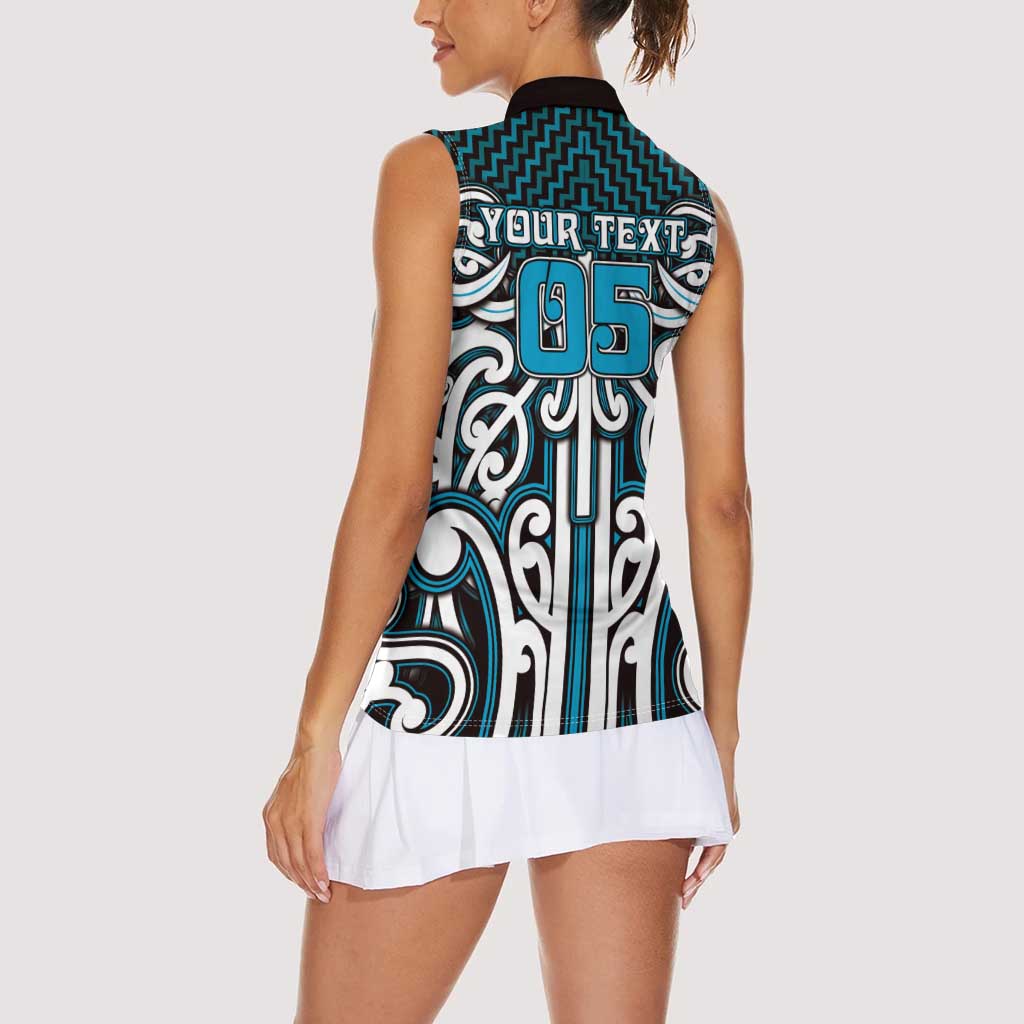 Custom Aotearoa Ngati Porou Women Sleeveless Polo Shirt Maori Tribal Pattern Mix Poutama LT05 - Polynesian Pride