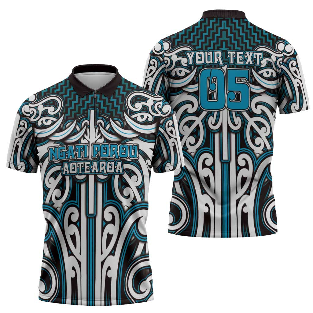 Custom Aotearoa Ngati Porou Zipper Polo Shirt Maori Tribal Pattern Mix Poutama LT05 - Polynesian Pride