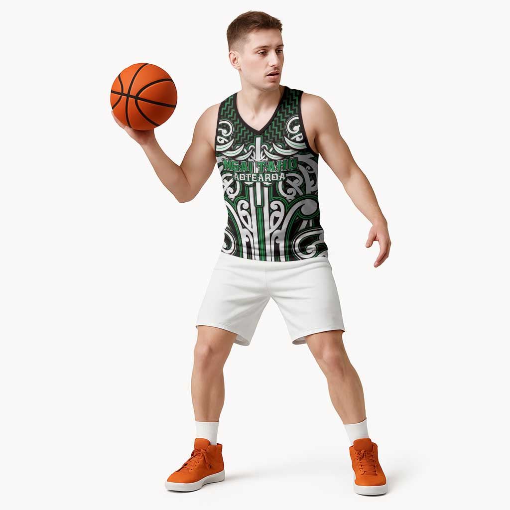 Custom Aotearoa Ngai Tahu Basketball Jersey Maori Tribal Pattern Mix Poutama