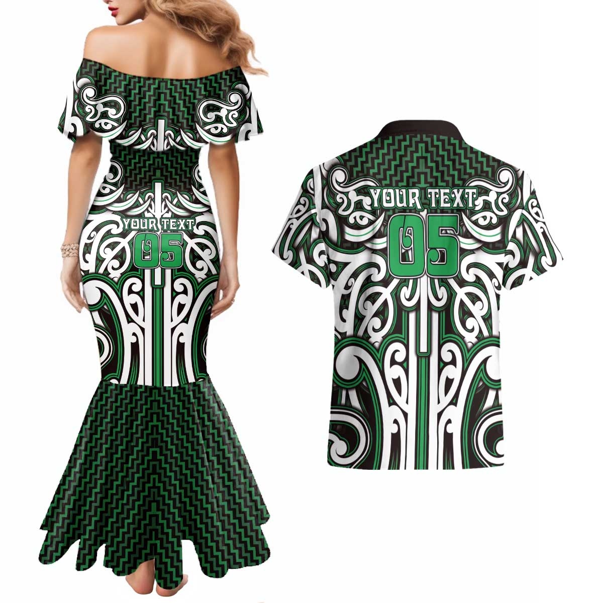 Custom Aotearoa Ngai Tahu Couples Matching Mermaid Dress and Hawaiian Shirt Maori Tribal Pattern Mix Poutama LT05 - Polynesian Pride
