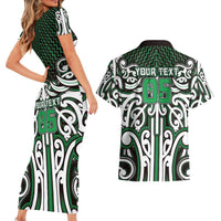 Custom Aotearoa Ngai Tahu Couples Matching Short Sleeve Bodycon Dress and Hawaiian Shirt Maori Tribal Pattern Mix Poutama LT05 - Polynesian Pride