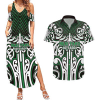 Custom Aotearoa Ngai Tahu Couples Matching Summer Maxi Dress and Hawaiian Shirt Maori Tribal Pattern Mix Poutama LT05 Green - Polynesian Pride