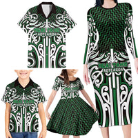 Custom Aotearoa Ngai Tahu Family Matching Long Sleeve Bodycon Dress and Hawaiian Shirt Maori Tribal Pattern Mix Poutama LT05 - Polynesian Pride