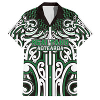 Custom Aotearoa Ngai Tahu Family Matching Tank Maxi Dress and Hawaiian Shirt Maori Tribal Pattern Mix Poutama LT05 Dad's Shirt - Short Sleeve Green - Polynesian Pride