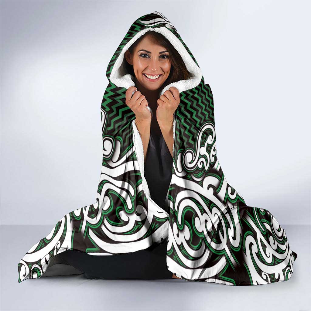 Custom Aotearoa Ngai Tahu Hooded Blanket Maori Tribal Pattern Mix Poutama