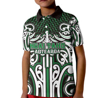 Custom Aotearoa Ngai Tahu Kid Polo Shirt Maori Tribal Pattern Mix Poutama